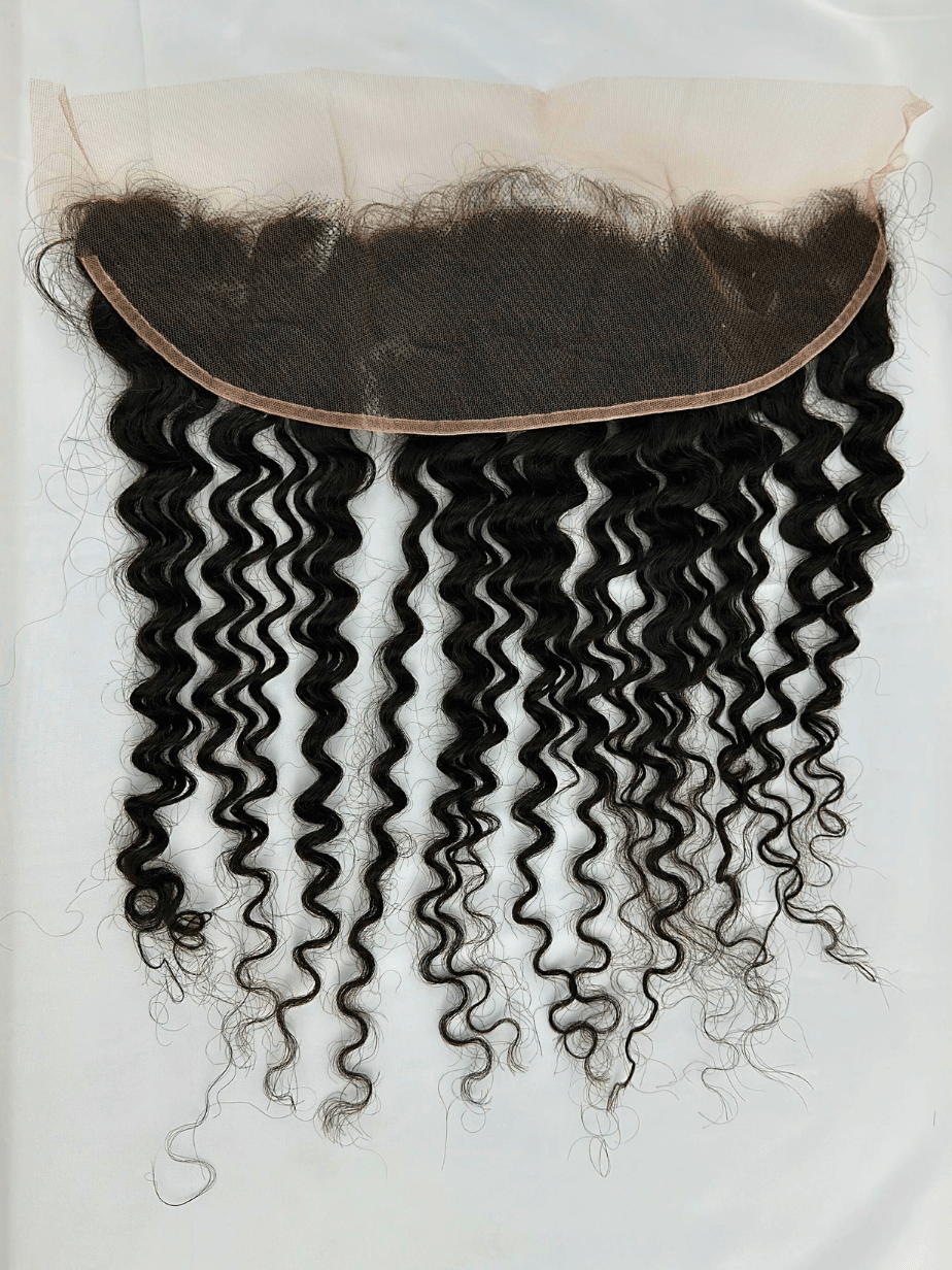 Frontal de Encaje HD 13x6 Rizo Profundo - Cabello Virgen Natural Remy - Pre-Depilada - de Oreja a Oreja - Densidad 150% - Cosmetics Afro Latino