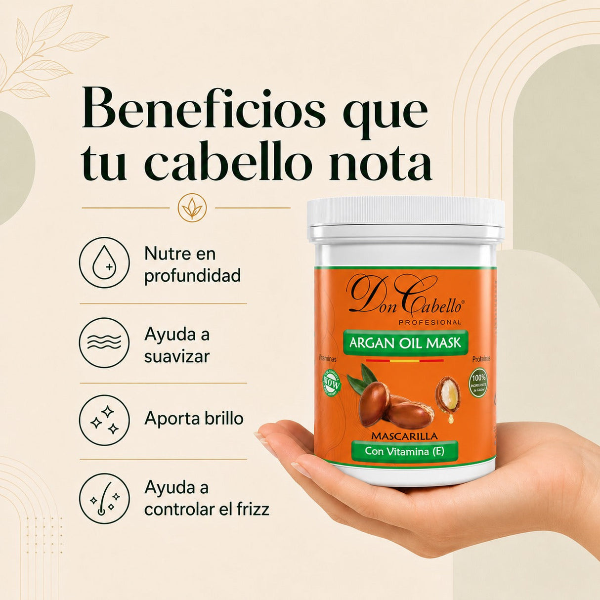Don Cabello - Mascarilla Con Keratina Y Aceite De Argán Hidratación Intensiva - 1000 Ml