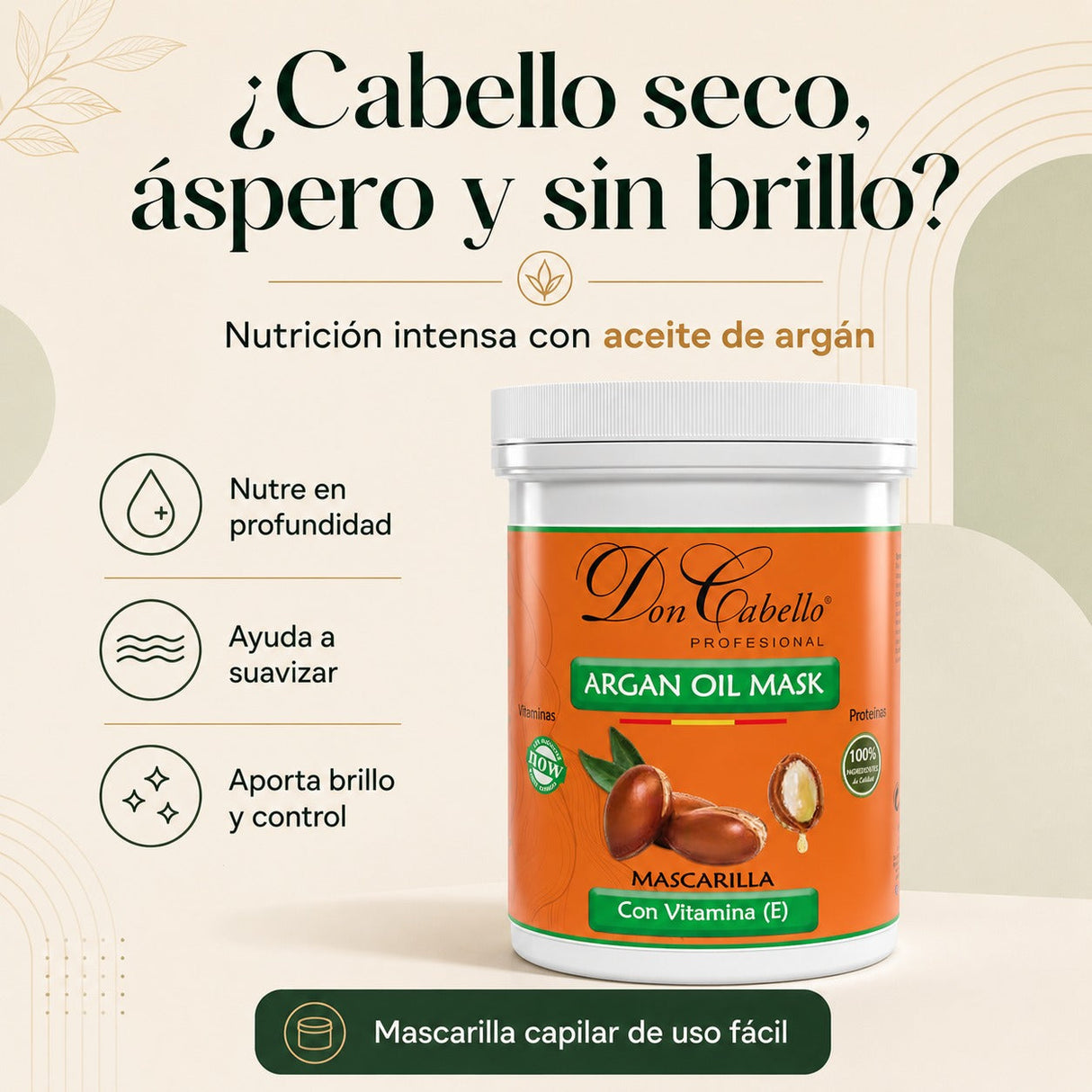 Don Cabello - Mascarilla Con Keratina Y Aceite De Argán Hidratación Intensiva - 1000 Ml