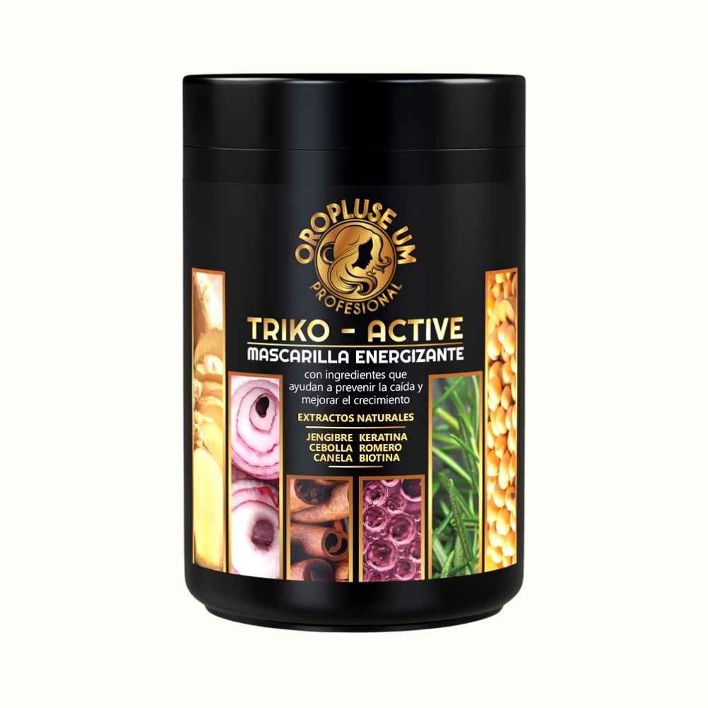 Oropluse UM Triko-Active Mascarilla Energizante con Jengibre, Keratina, Cebolla, Romero, Canela y Biotina para Nutrir el Cabello, Mejorar Su Aspecto y Mantener un Cuero Cabelludo Fresco 1kg