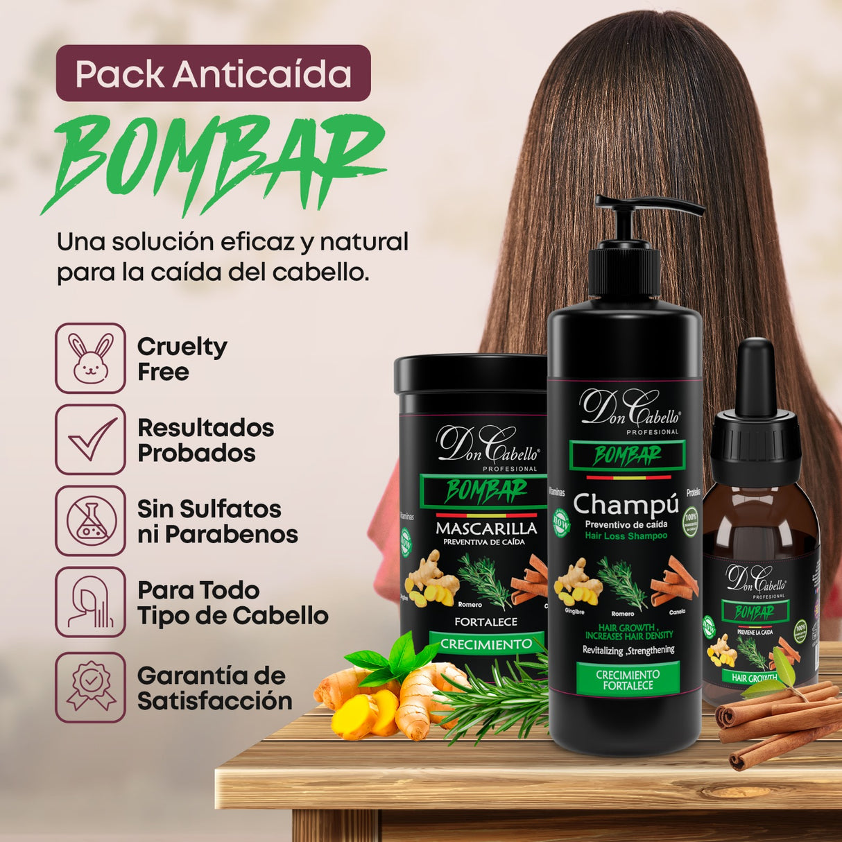 Pack Bombar Crecimiento del Cabello y Prevención de Caída Don Cabello - Cosmetics Afro Latino