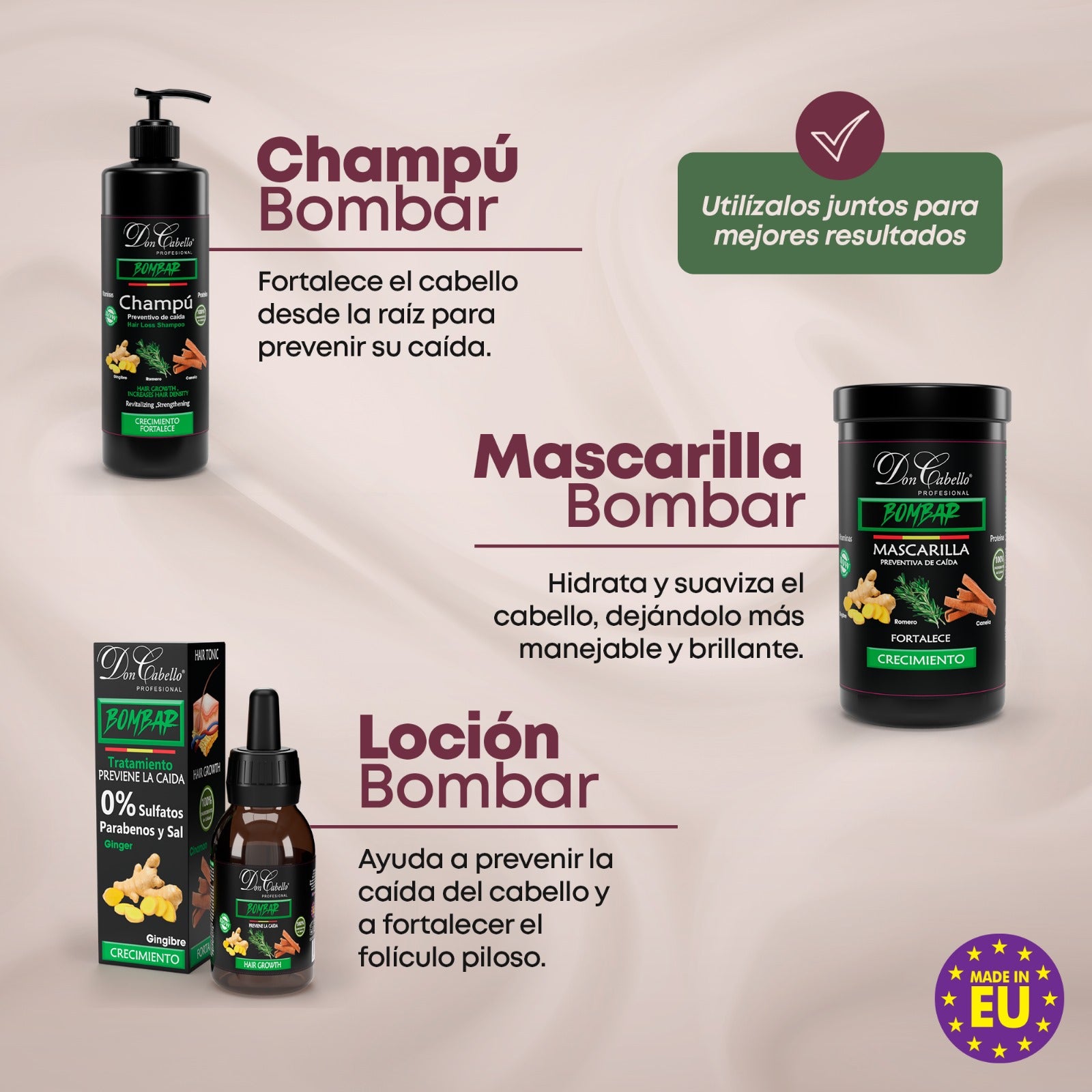 Pack Bombar Crecimiento del Cabello y Prevención de Caída Don Cabello - Cosmetics Afro Latino
