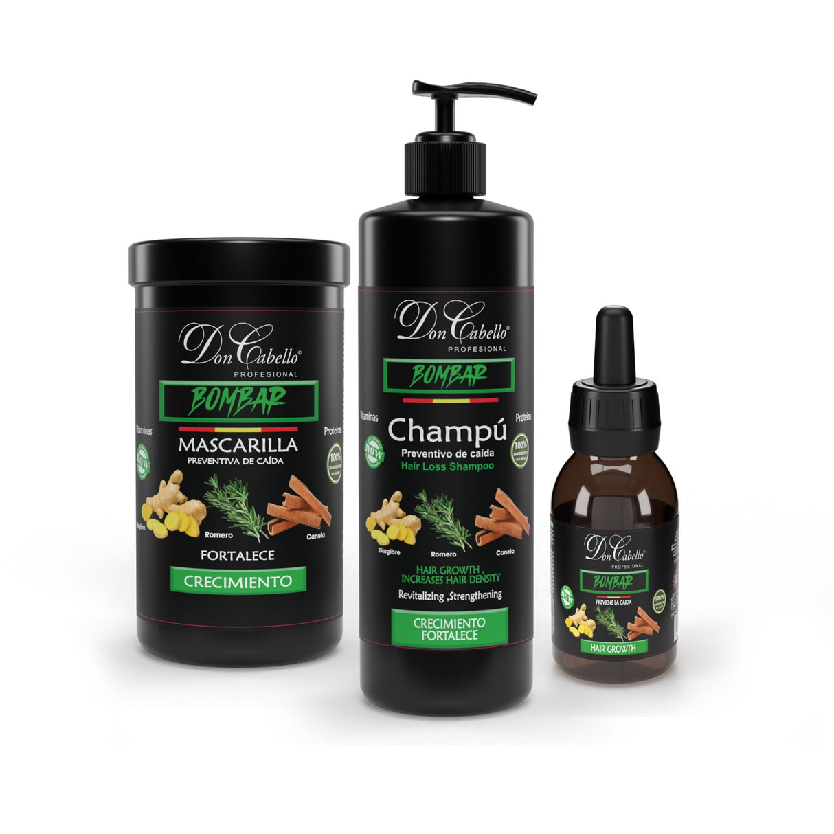Pack Bombar Crecimiento del Cabello y Prevención de Caída Don Cabello - Cosmetics Afro Latino