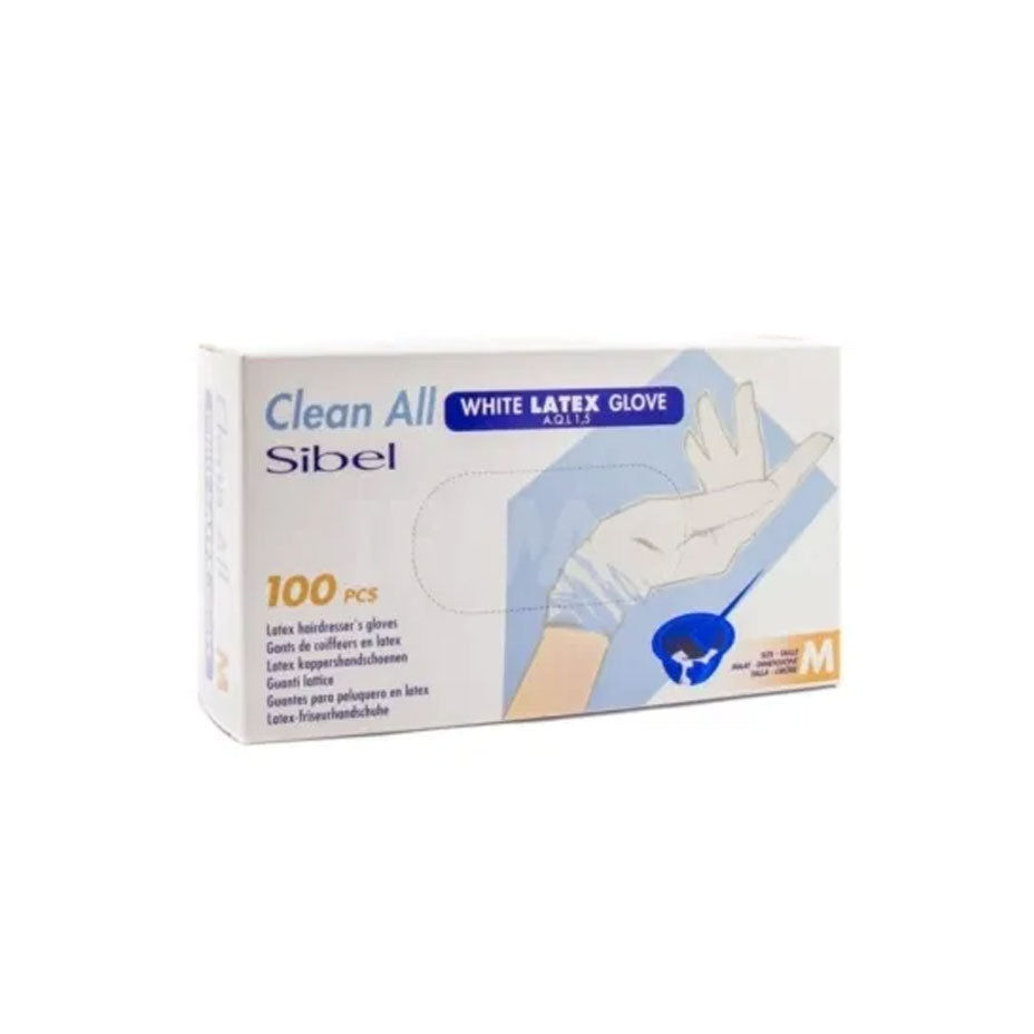 Sibel Latex Gloves for Hairdressing - Medium - 100 pcs - Cosmetics Afro Latino