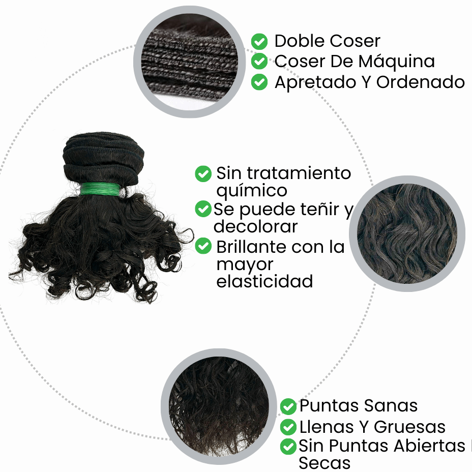 Extensiones de Pelo Virgen Asiático Cosido Rizado Remy Natural Wave 15 cm 6" Virgin Hair - Cosmetics Afro Latino