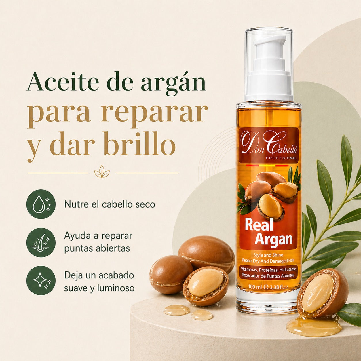 Don Cabello Aceite de Argán – Serum reparador de cabello 100 ml