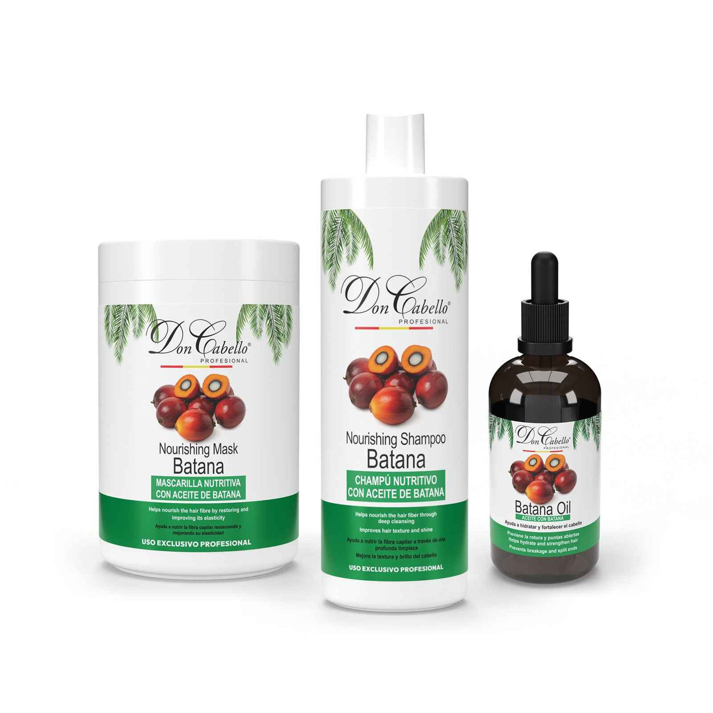 Don Cabello Pack Batana oil 3 Productos Champú Mascarilla y Aceite Nutrición y Brillo
