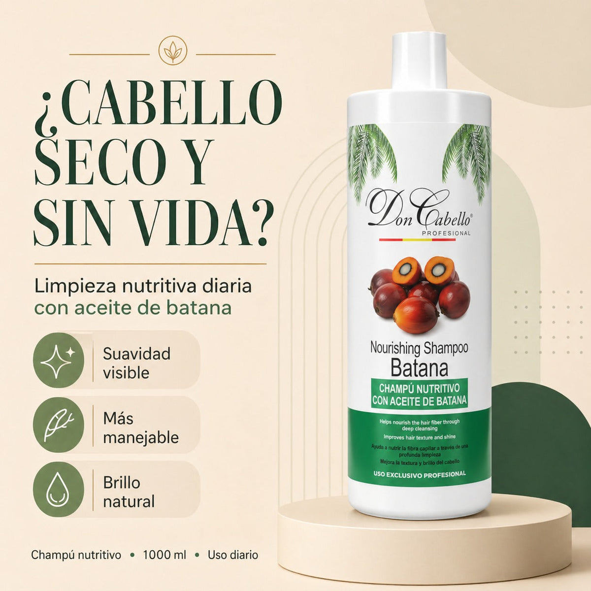 Don Cabello Champú Nutritivo con Aceite de Batana 1000 ml Sin Siliconas