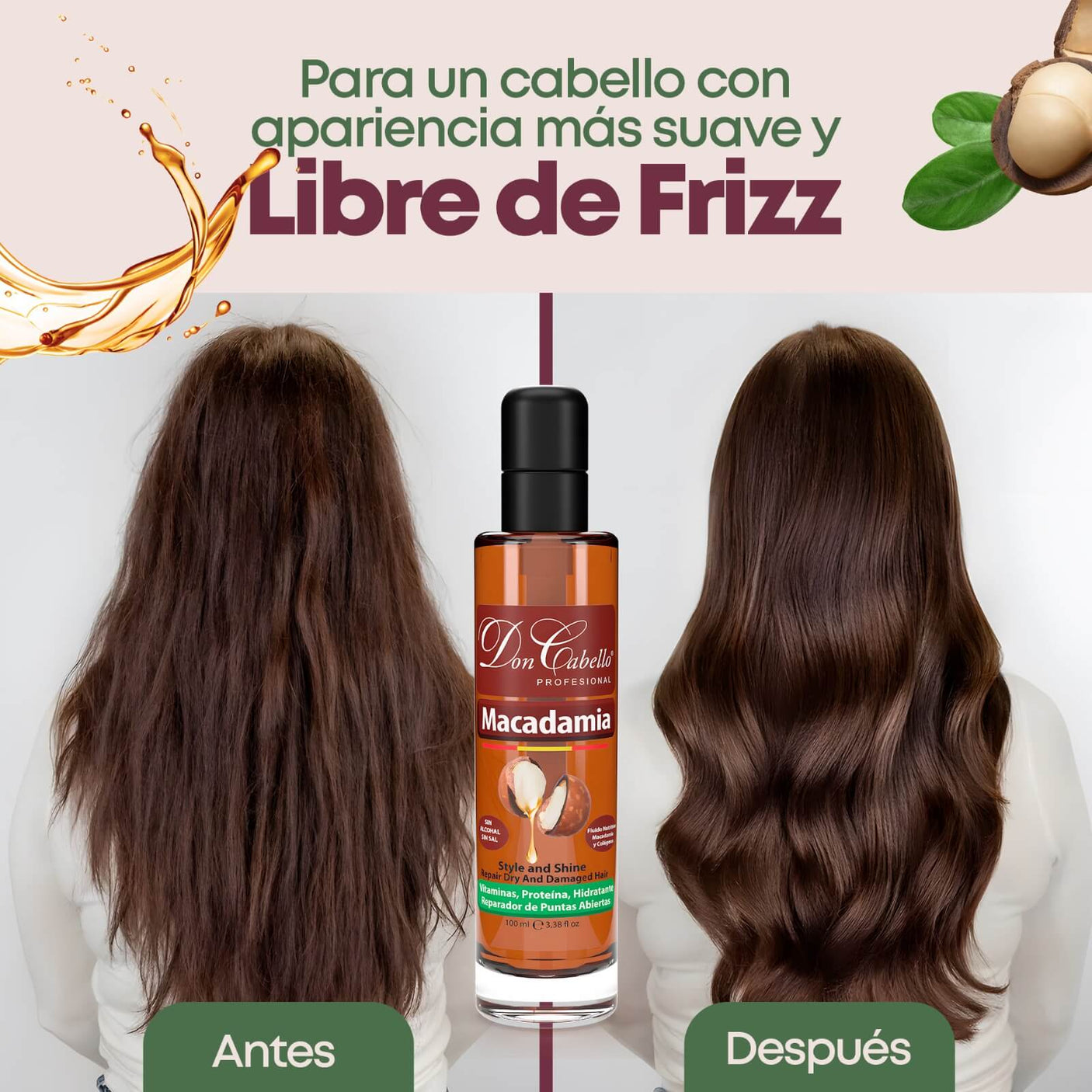 Don Cabello Aceite De Macadamia – Serum Reparador De Cabello 100 Ml - Cosmetics Afro Latino