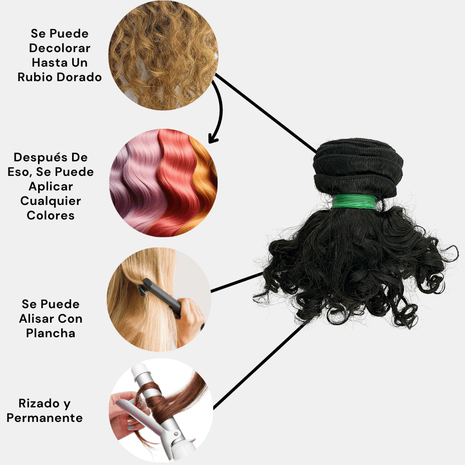 Extensiones de Pelo Virgen Asiático Cosido Rizado Remy Natural Wave 15 cm 6" Virgin Hair - Cosmetics Afro Latino