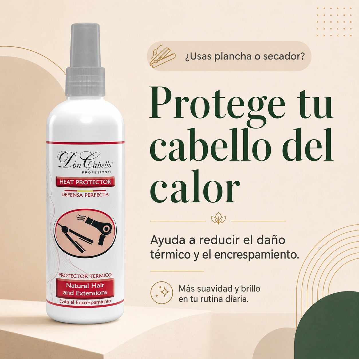 Don Cabello - Thermal Hair Protector - Iron and Tongs Heat Protector - Thermoprotective Spray - 250 Ml