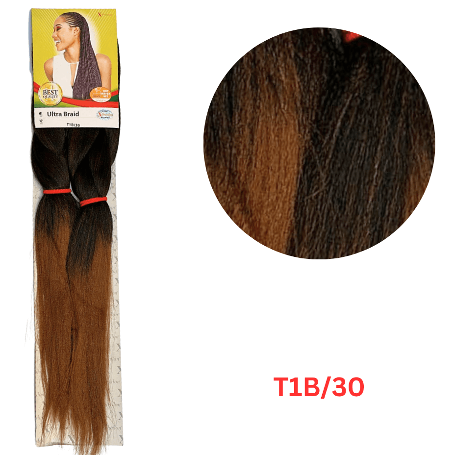 X-pression - Ultra Braid - Extensión De Pelo - Para Trenzar - 208 Cm - 165 G - Doble Color - Cosmetics Afro Latino