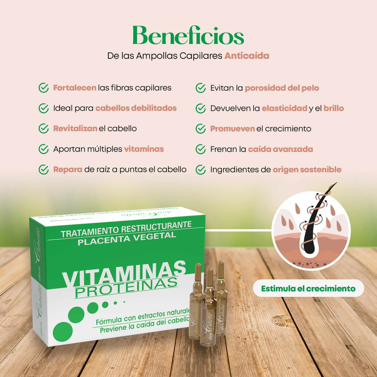 Don Cabello Ampollas Capilares – Tratamiento Capilar Anticaída – 12 Ampolletas X 10 Ml - Cosmetics Afro Latino