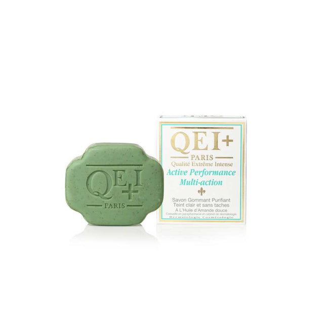 Qei+ Paris - Jabón Exfoliante Aclarante De Almendras - Lightening Exfoliating Soap - Performance Sweet Almond - 7 Oz - Cosmetics Afro Latino