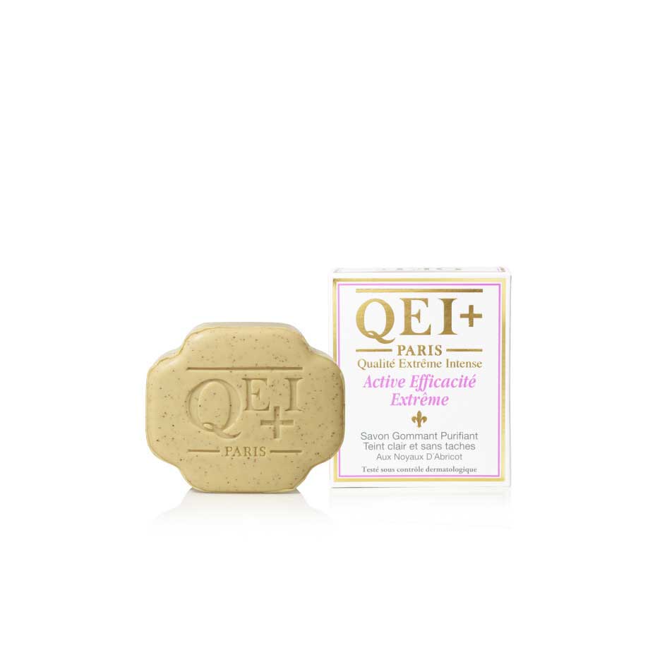 QEI+ PARIS - Jabón Exfoliante Aclarante - Efficacité Shea Butter- Exfoliating Lightening Soap  - 7 Oz - Cosmetics Afro Latino