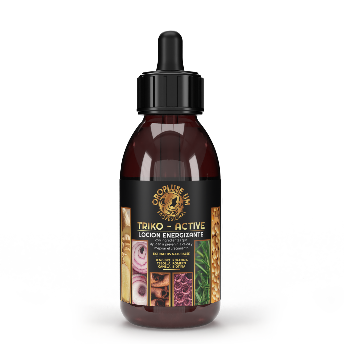 Oropluse UM Triko-Active Loción Energizante con Jengibre, Keratina, Cebolla, Romero, Canela y Biotina para Cuidado del Cuero Cabelludo y Mejor Aspecto del Cabello 125 ml