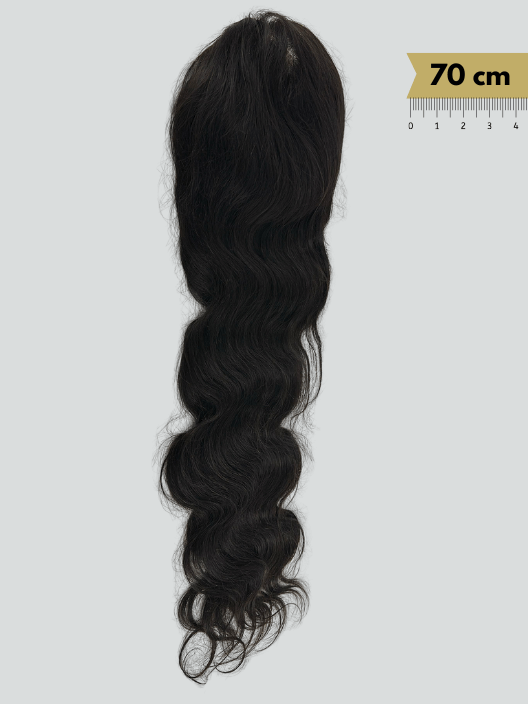 Peluca de Cabello Virgen Ondulado – HD Lace Frontal, Pre-Estilizada, Sin Pegamento, 28” Natural