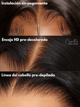 Peluca de Cabello Virgen Ondulado – HD Lace Frontal, Pre-Estilizada, Sin Pegamento, 28” Natural