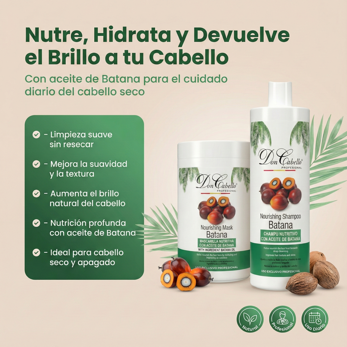 Don Cabello Pack Batana Champú y Mascarilla 1000 ml Nutrición e Hidratación
