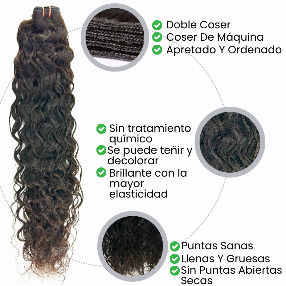 Cosido Rizado Remy Virgin 26 Pulgadas 65 cm