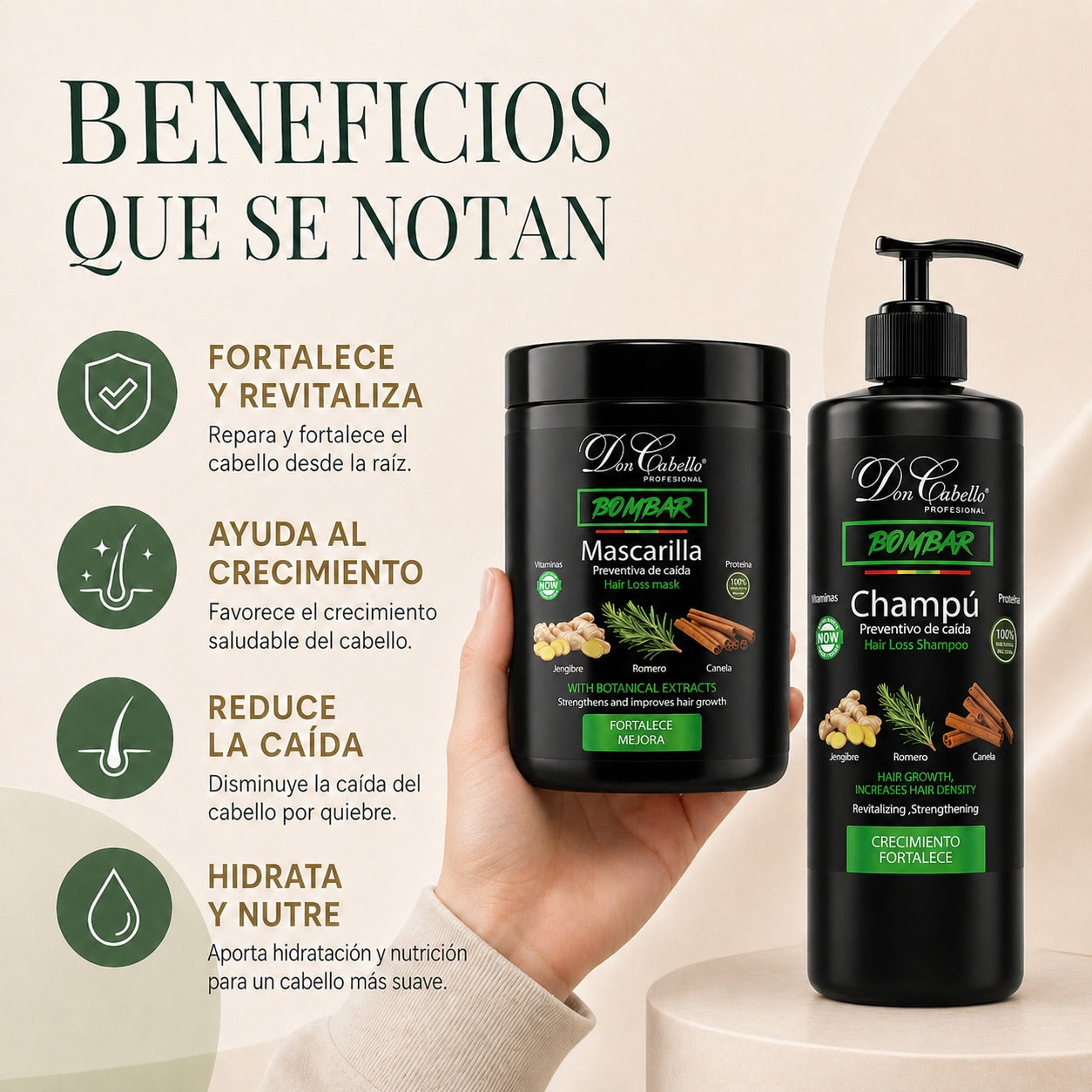 Don Cabello pack capilar fortalecedor con champú y mascarilla bombar 2x1000 ml