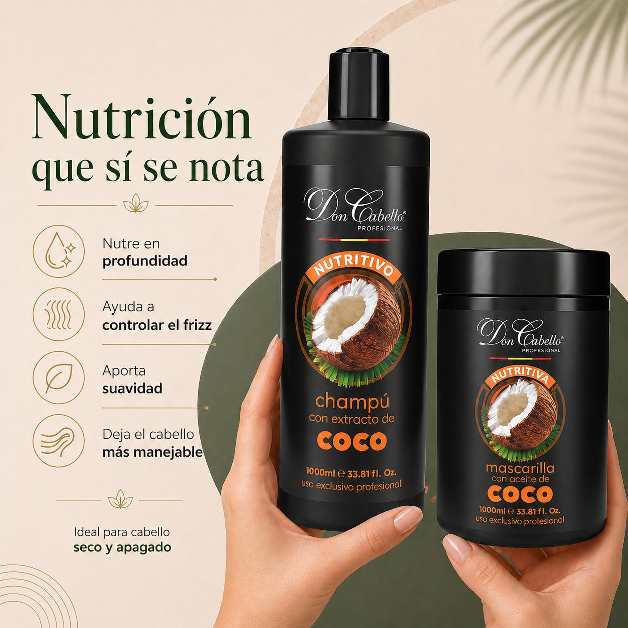 Don Cabello nourishing coconut hair pack with shampoo and mask 2x1000 ml
