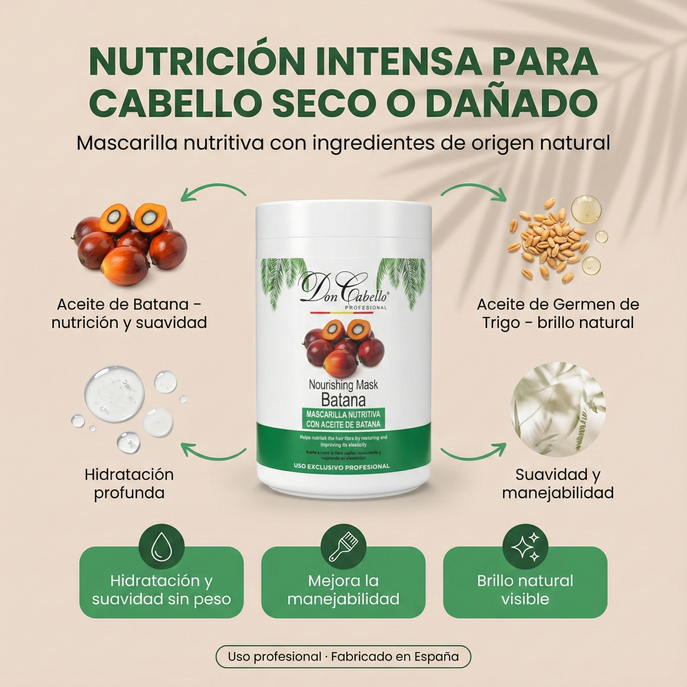 Don Cabello Pack Batana oil 3 Productos Champú Mascarilla y Aceite Nutrición y Brillo