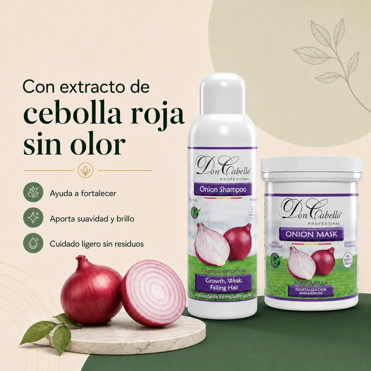 Don Cabello hair pack red onion odorless shampoo and mask 2x1000 ml