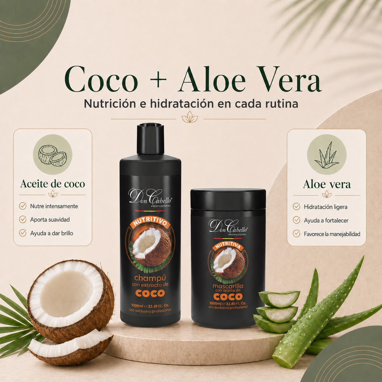 Don Cabello nourishing coconut hair pack with shampoo and mask 2x1000 ml