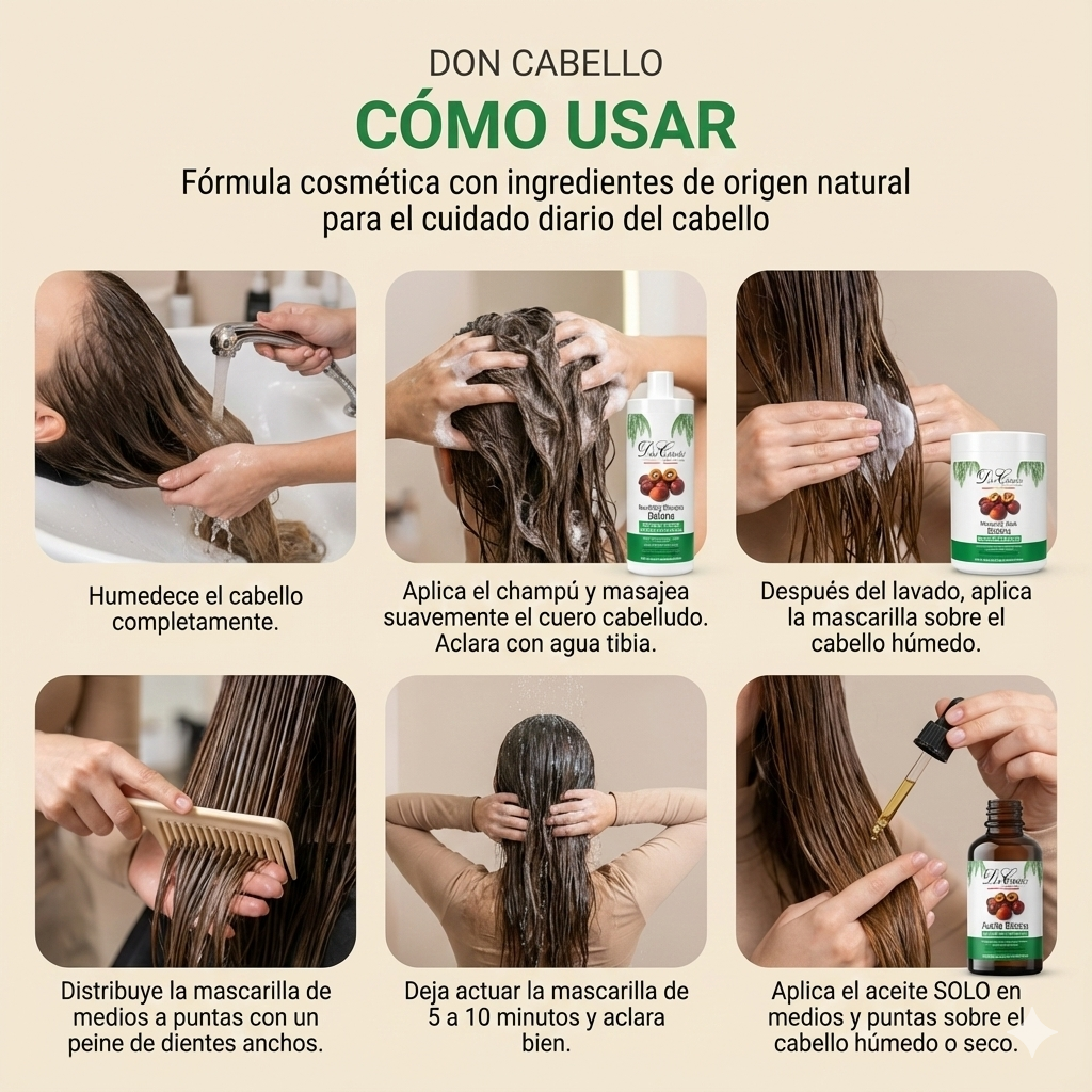 Don Cabello Pack Batana oil 3 Productos Champú Mascarilla y Aceite Nutrición y Brillo