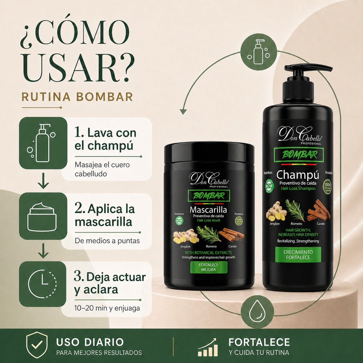 Don Cabello pack capilar fortalecedor con champú y mascarilla bombar 2x1000 ml