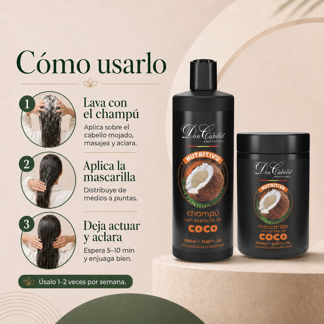 Don Cabello nourishing coconut hair pack with shampoo and mask 2x1000 ml