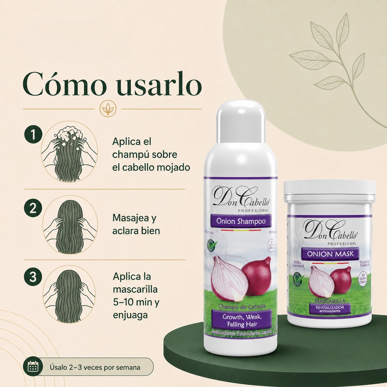 Don Cabello hair pack red onion odorless shampoo and mask 2x1000 ml