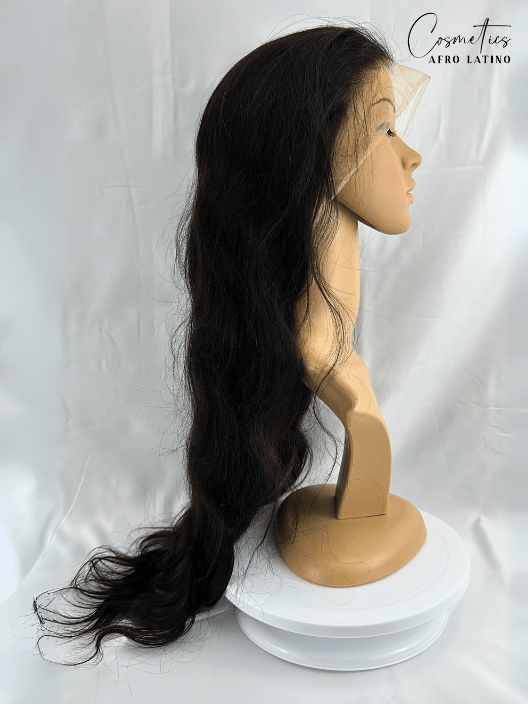 Peluca de Cabello Virgen Ondulado – HD Lace Frontal, Pre-Estilizada, Sin Pegamento, 28” Natural