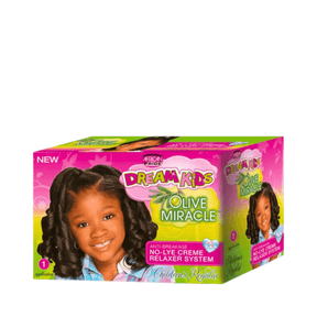 Pack Completo Dream Kids Olive Miracle – Cuidado Infantil para Cabello Rizado y Afro (Champú + Acondicionador + Leave-in + Relaxer) - Cosmetics Afro Latino