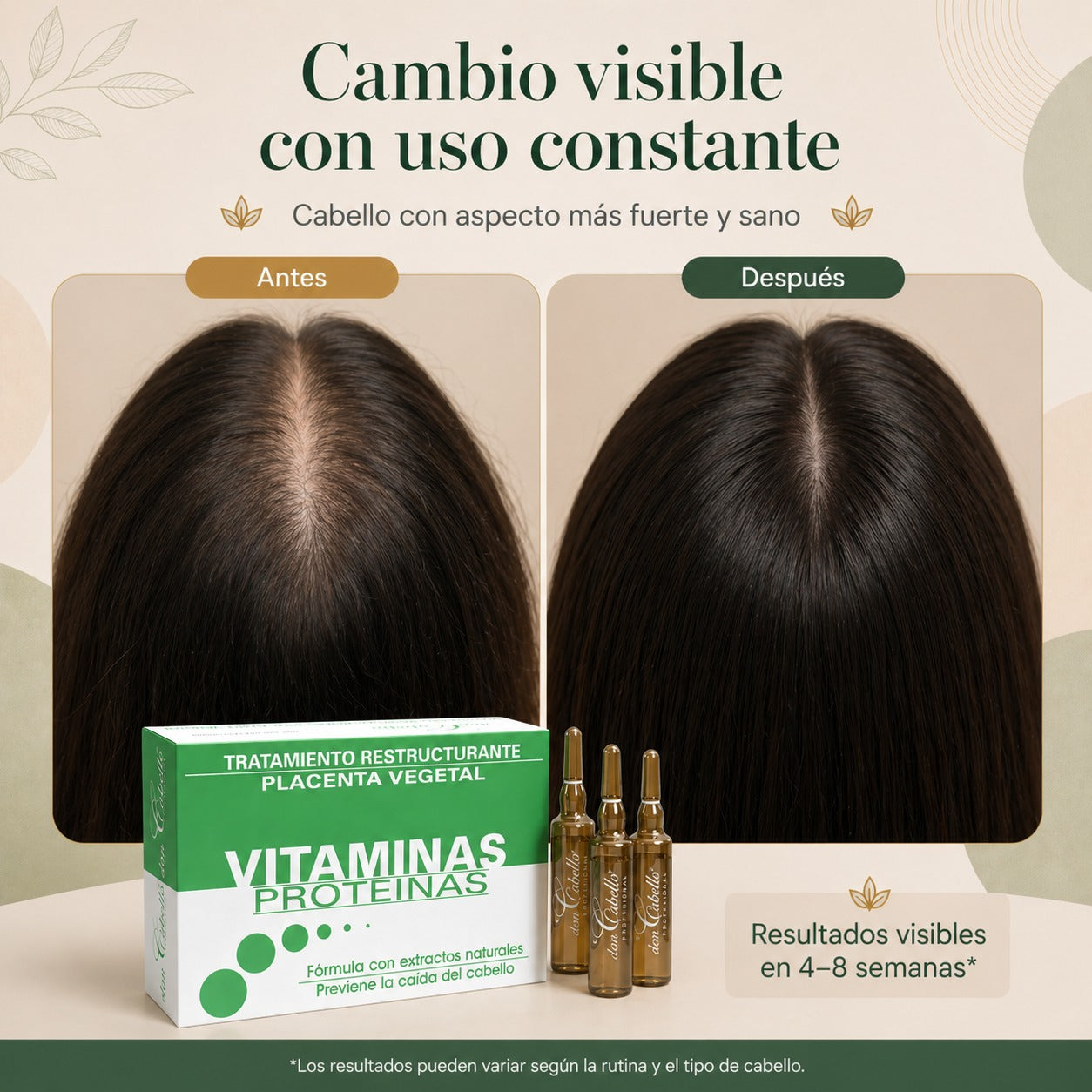 Don Cabello Hair Ampoules – Anti-Hair Loss Treatment – ​​12 Ampoules x 10 Ml