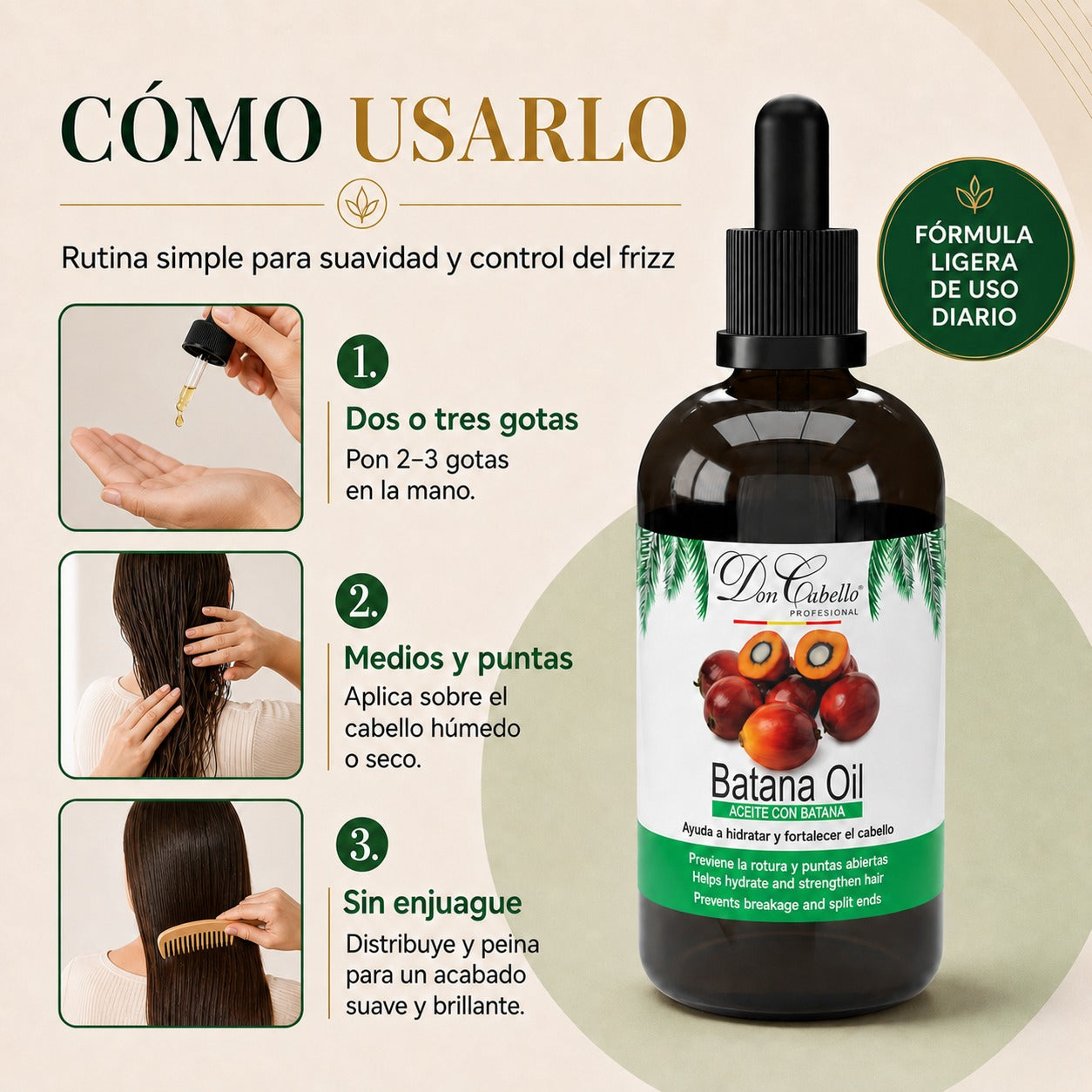 Don Cabello Aceite Capilar Batana 100 ml Hidratación y Brillo