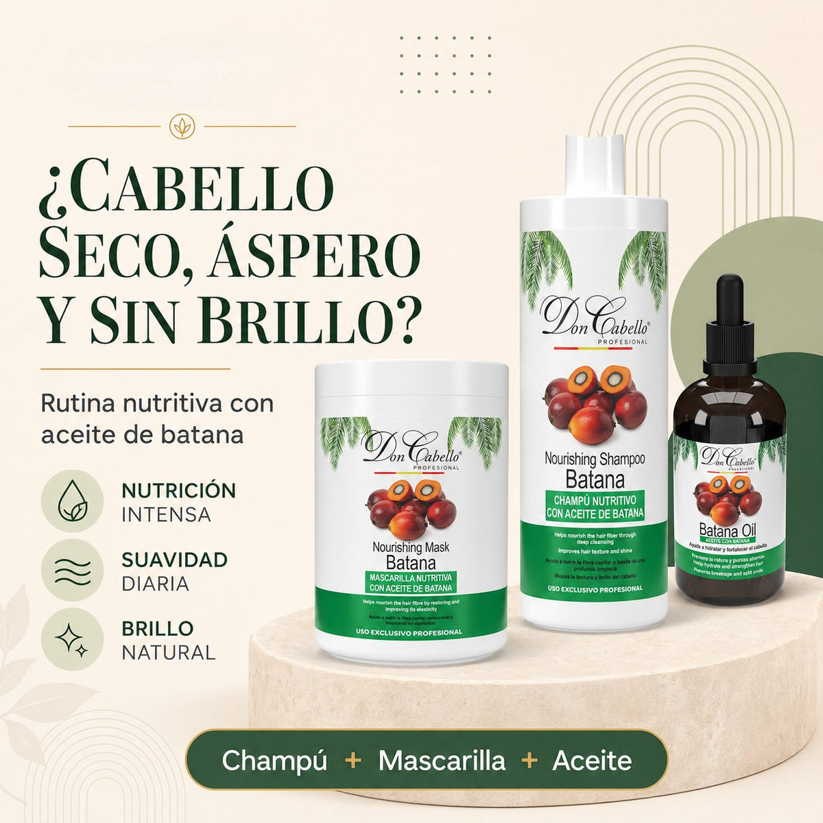 Pack Nutrición Profunda Batana – Cabello Extra Seco (Champú + Mascarilla + Aceite) Don Cabello