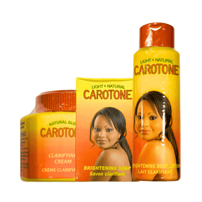 Carotone Pack 3 en 1 – Crema, Jabón y Loción Iluminadora (Sin Hidroquinona) - Cosmetics Afro Latino