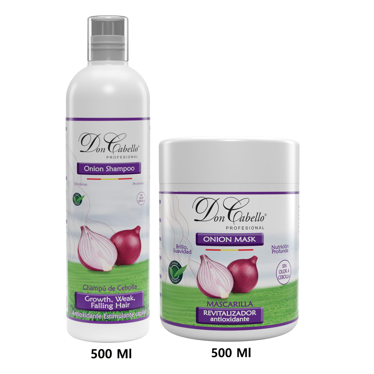 Don Cabello pack capilar cebolla roja sin olor champú y mascarilla 2x1000 ml