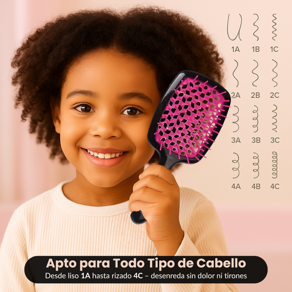 Cepillo Desenredante Sin Tirones Para Todo Tipo De Cabello (Liso a Rizado 4c) – Apto Para Cabello Húmedo Y Seco – Secado 48% Más Rápido, Cerdas Flexibles Y Mango Antideslizante - Cosmetics Afro Latino