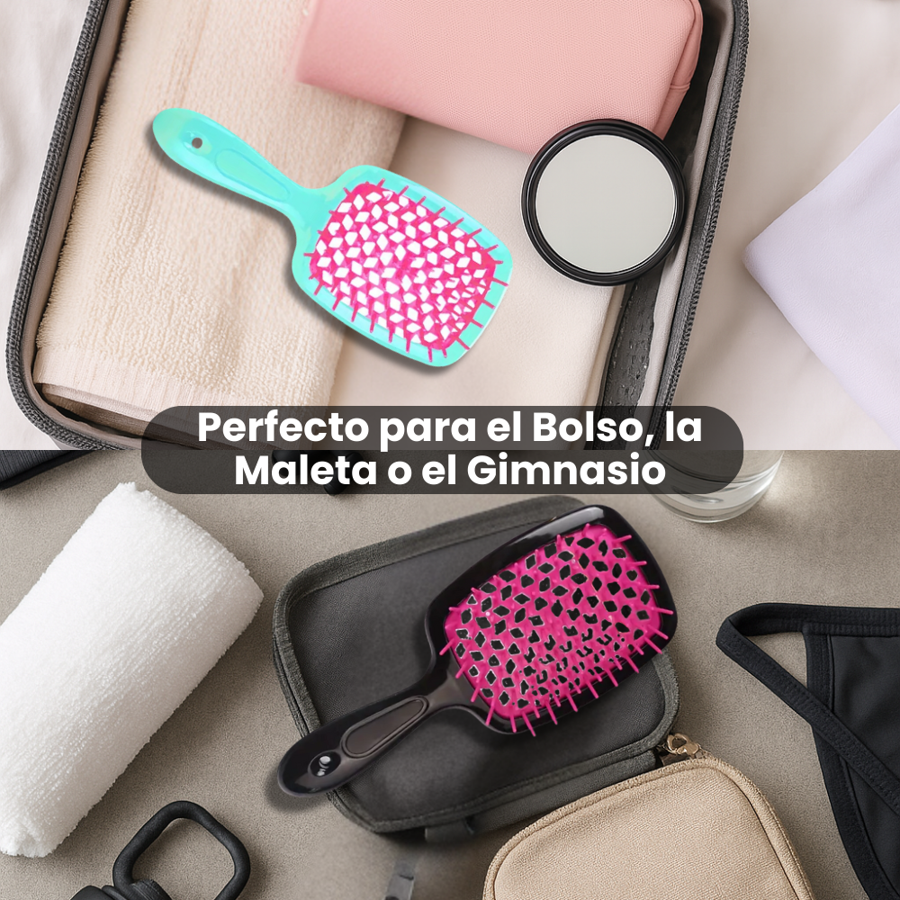 Cepillo Desenredante Sin Tirones Para Todo Tipo De Cabello (Liso a Rizado 4c) – Apto Para Cabello Húmedo Y Seco – Secado 48% Más Rápido, Cerdas Flexibles Y Mango Antideslizante - Cosmetics Afro Latino