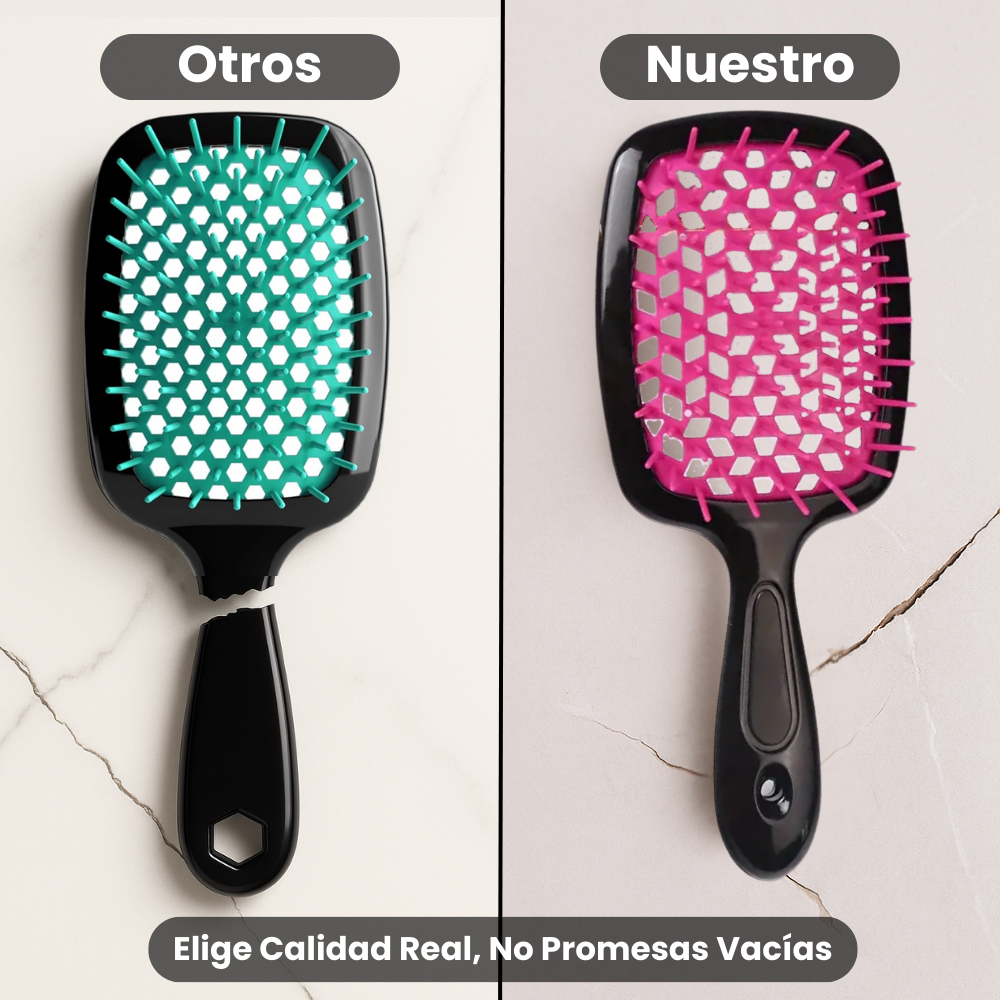 Cepillo Desenredante Sin Tirones Para Todo Tipo De Cabello (Liso a Rizado 4c) – Apto Para Cabello Húmedo Y Seco – Secado 48% Más Rápido, Cerdas Flexibles Y Mango Antideslizante - Cosmetics Afro Latino