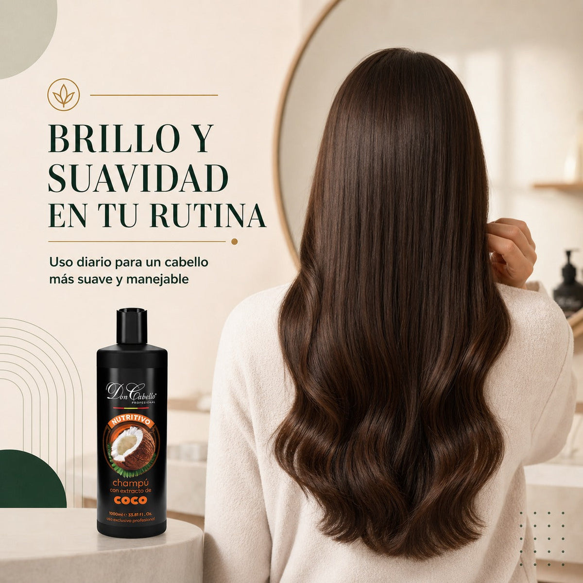 Don Cabello Champú Nutritivo de Coco y Aloe Vera 1000 ml Sin Siliconas