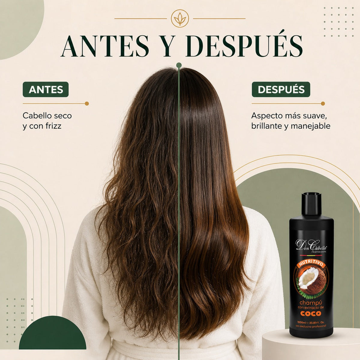 Don Cabello Champú Nutritivo de Coco y Aloe Vera 1000 ml Sin Siliconas