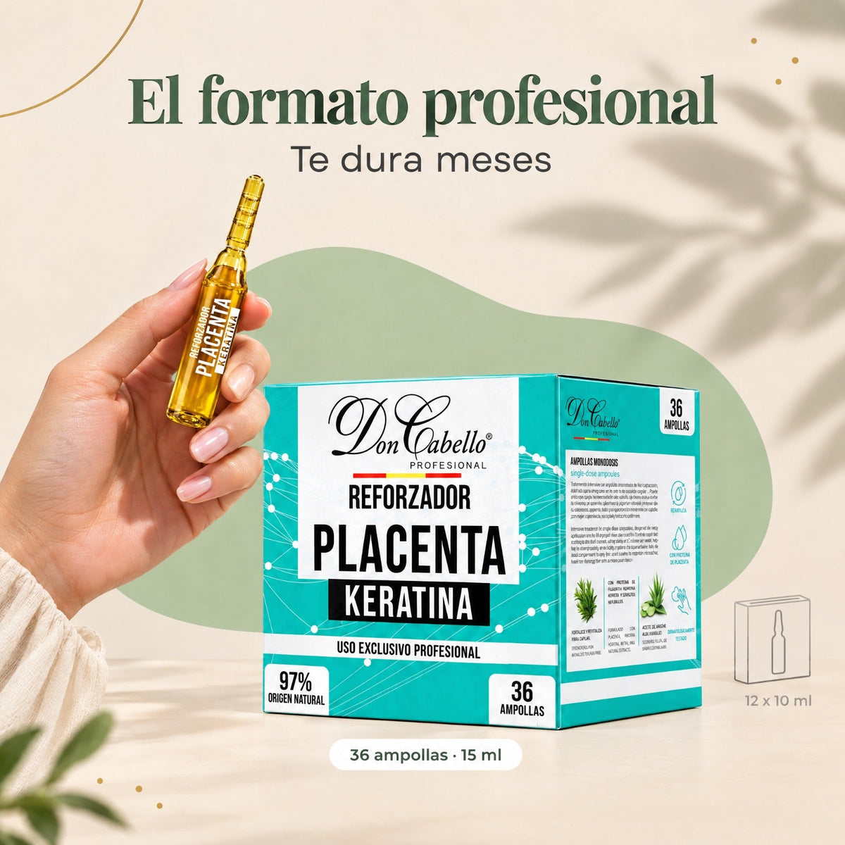 Don Cabello Ampollas Reforzador con Placenta y Keratina 36 x 15 ml
