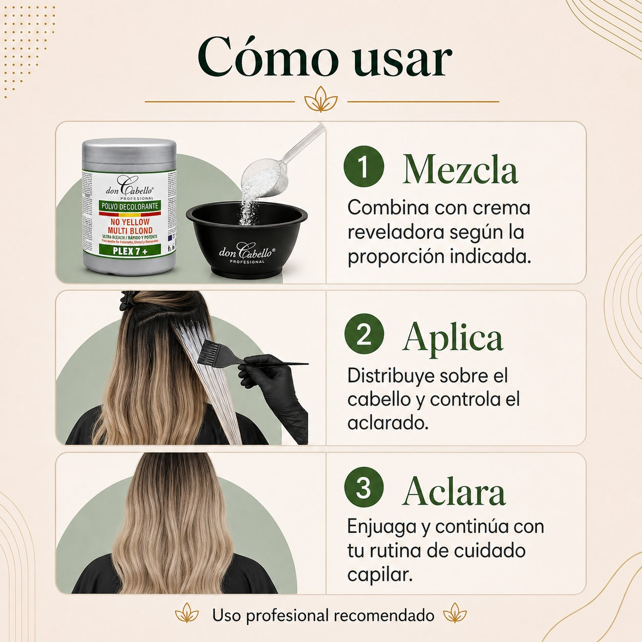 Don Cabello - Polvo Decolorante Plex 7 – Anti Amarillos - 500 GR