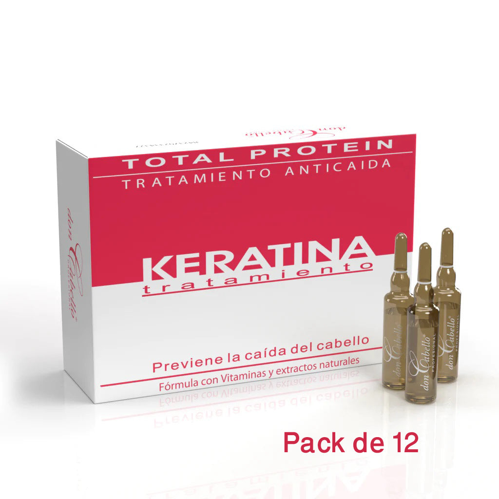 Don Cabello Anti-Hair Loss Treatment with Keratin – Hair Ampoules – 12 Ampoules x 10 Ml