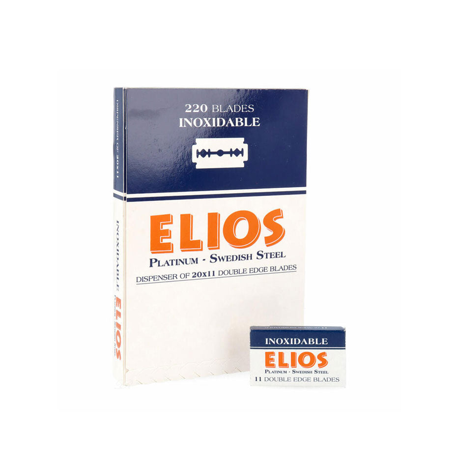 Elios - Platinum - Swedish  Steel - Double Edge - Blades - 20x 11 - 220 Blades - INOXIDABLE - Cosmetics Afro Latino