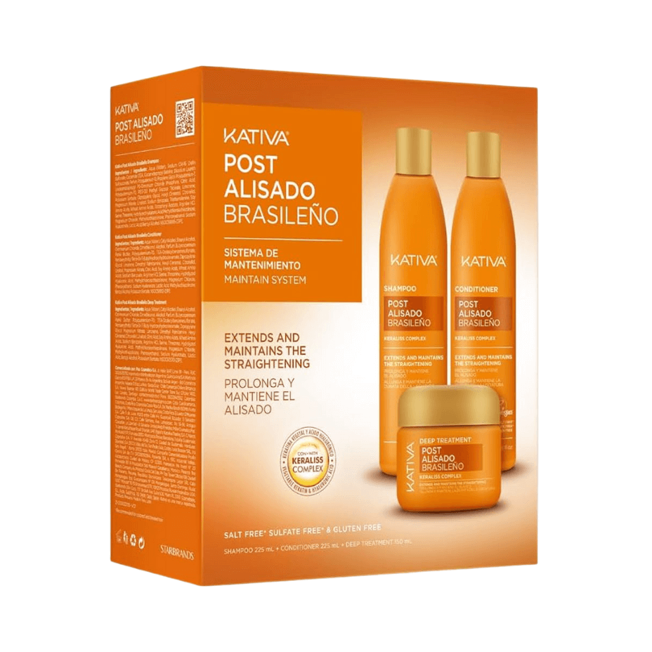 Kativa - Pack Post Alisado Brasileño (Champú + Acondicionador + Tratamiento)